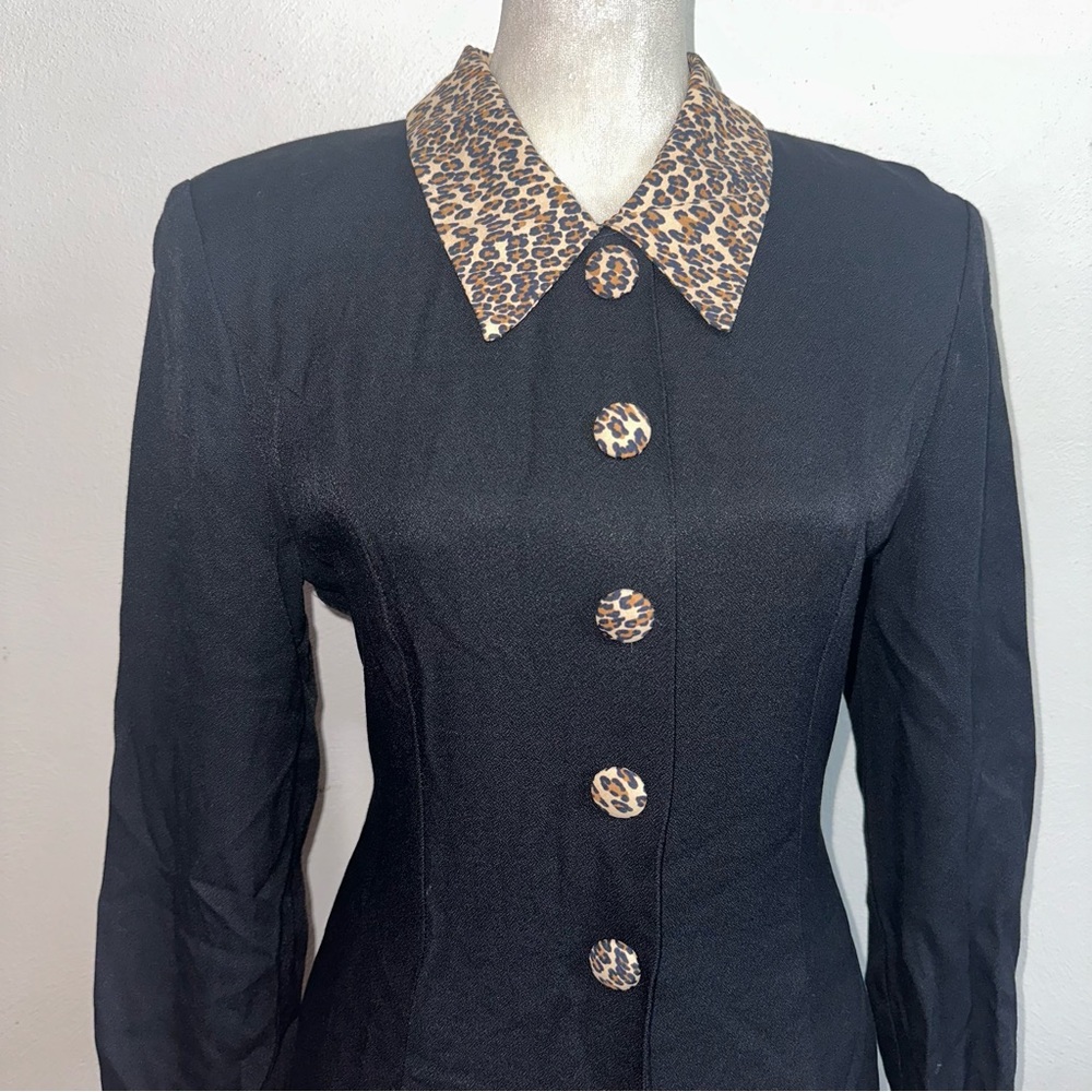 Vintage NWT Union Made Leopard Print Trim Dress - Picture 2 of 12